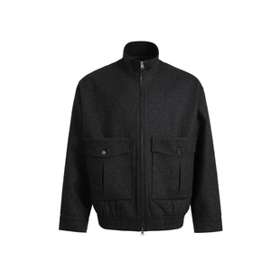 ESAT 立领大口袋羊毛呢子宽松廓形外套