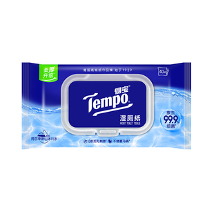 【U先】Tempo得宝冰川水湿厕纸40片6包家用加厚抽取式可冲散卫生