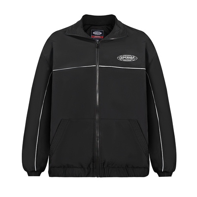 美式嘻哈大地球印花宽松拉链夹克