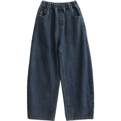 诺诺公主S1N初中生加绒牛仔裤女春秋加绒微镰刀水洗女大童直筒裤