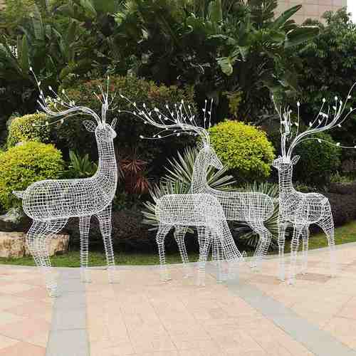 不锈钢镂空梅花鹿创意雕塑户外园林景观房地产公园绿地装饰抽象鹿