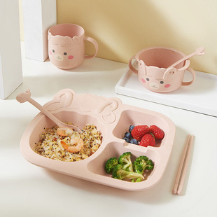 儿童餐盘家用可爱卡通防摔分格盘幼儿园吃饭碗快餐盘 宝宝餐具套装