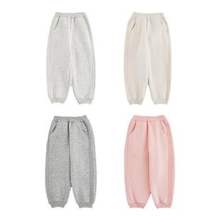 幼悠女童加绒加厚针织长裤冬季环锭罗纹轻盈收束保暖宽松休闲裤子