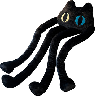 长腿黑猫咪玩偶粉兔抱枕女生陪睡觉超大号公仔布娃娃巨型毛绒玩具