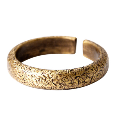 曲尾花原创设计开口铜戒指情侣款