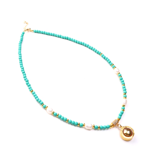 菱镁矿绿松石珍珠锁骨链佛牌短链带吊扣细小绿色锁骨链微小佛牌