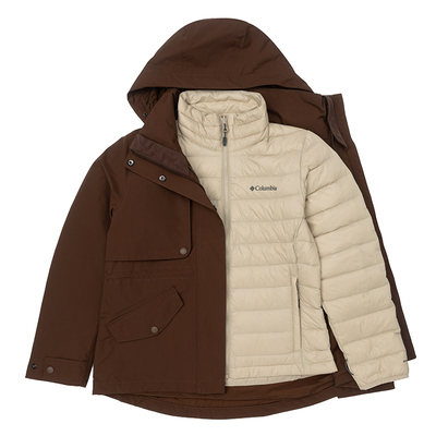 哥伦比亚女装 户外运动服防风保暖休闲羽绒内胆三合一冲锋衣外套