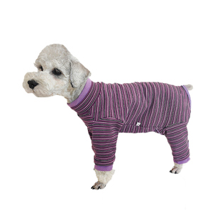 泰旺秋冬新款狗狗加绒打底衫条纹包肚子加长裤腿护肚德莱绒四脚衣