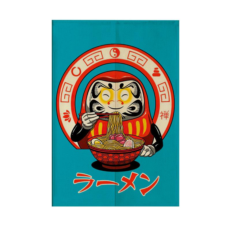 日式门帘浮世绘海浪家用隔断帘厨房日料店遮挡挂帘卧室免打孔半帘