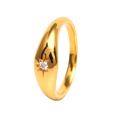 百利金珠宝实心足金六芒星尾戒