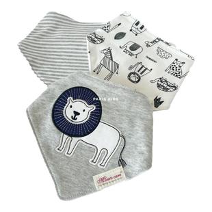 a类新生婴儿口水巾男宝宝纯棉毛巾料三角巾卡通0-6-12月围嘴围脖