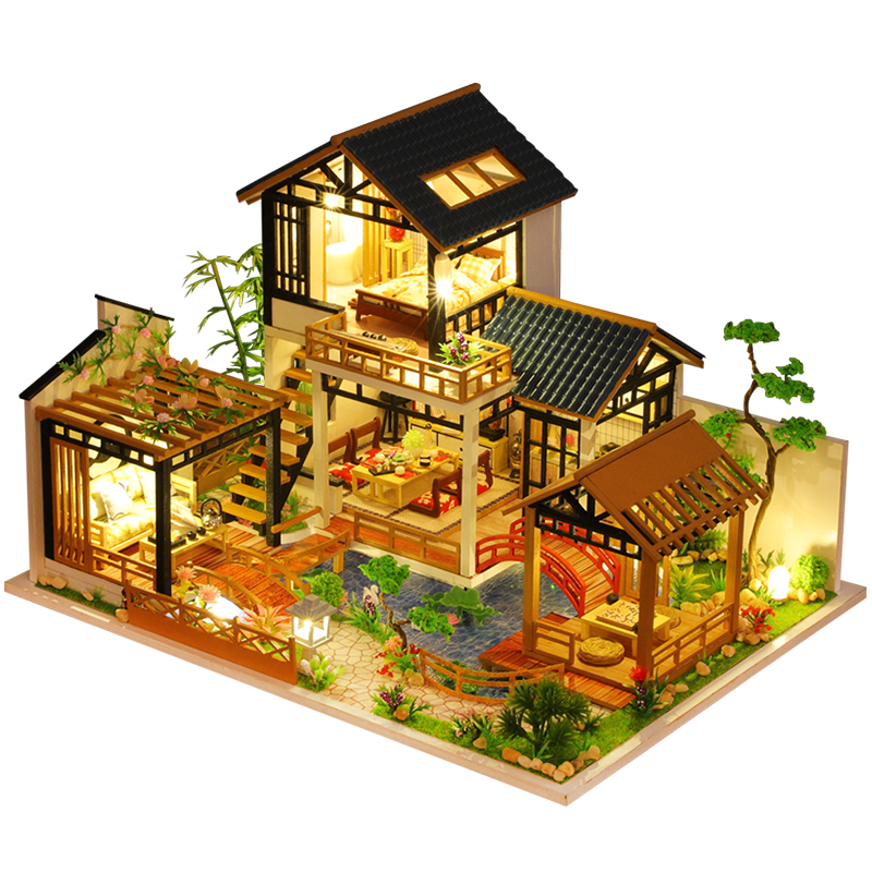 diy小屋中式古风别墅小房子手工拼装模型迷你场景立体拼图礼物女