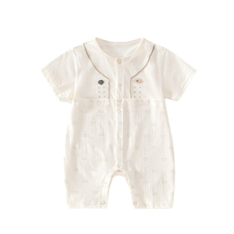 【撤柜专区】品牌专柜 婴儿连体衣夏季薄款短袖对开扣爬服哈衣