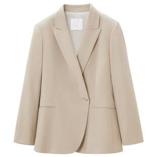 OVVOutlet秋冬新款女装一粒扣戗驳领休闲通勤羊毛套装西服外套