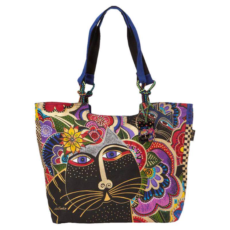 Laurel Burch女包手提包托特包中号印花猫咪图案复古包美国直邮