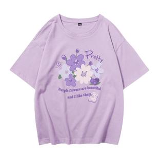 KWV真维斯纯棉短袖t恤女2026新款夏季小个子休闲宽松百搭短袖上衣