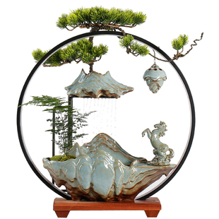 高山流水摆件循环水加湿器桌面客厅招财装饰公司开业乔迁新居礼品