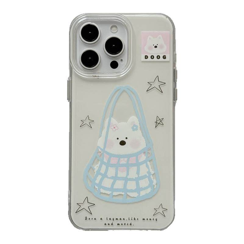 ins风简约白色可爱西高地小狗适用苹果15手机壳iphone16promax新款15promax女款13日韩16pro全包14pro保护套