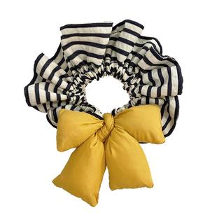 韩国柠檬黄充棉蝴蝶结发圈女可爱饱满高弹力头绳扎头马尾发绳洋气