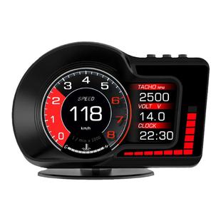 汽车obd液晶仪表GPS速度车载hud抬头显示水温油耗超速警报指南针