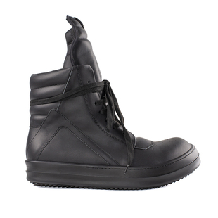 ROG RO新款高帮粗鞋带厚底倒三角牛皮面高帮男女鞋黑武士