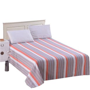 学生宿舍单人床纯棉老粗布床单单件全棉加厚条纹格子枕套被套三件