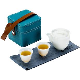 钰铨龙门 冰种如意旅行茶具 陈德根大师素烧手抓壶户外便携快客杯