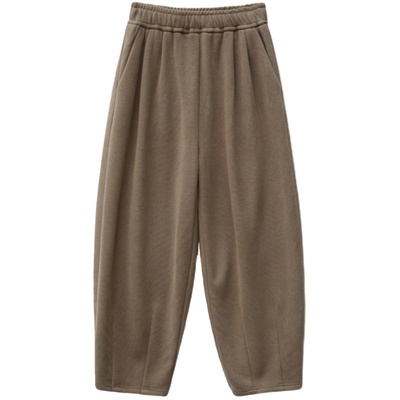 高腰休闲帛色长裤加绒萝卜裤