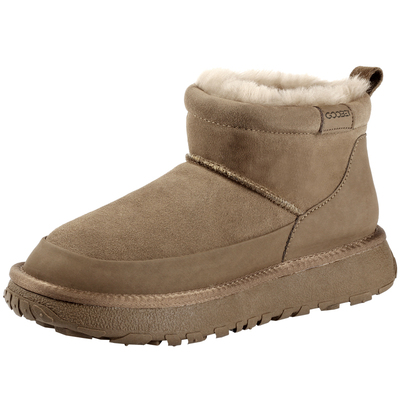 防滑耐磨轮胎底2025新款雪地靴男全羊毛加厚保暖短靴时尚复古棉鞋