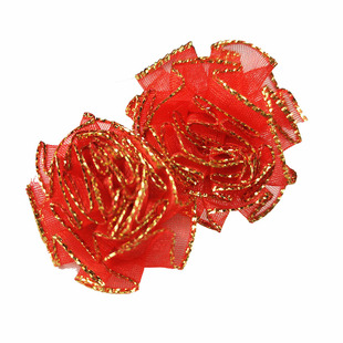 厦门结婚春花大红发夹花纱网夹子头花桃心发饰闽南婚庆结婚嫁习俗