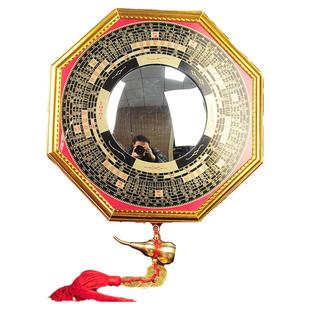 凸镜凹镜八卦镜玻璃镜子家用门厅中式大门桃木创意大门凸面加葫芦