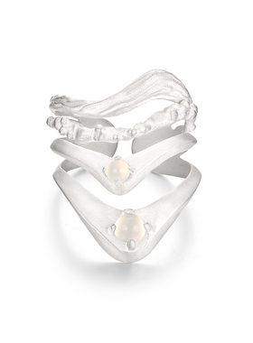 T.MAJOR女纯银白玛瑙开口戒