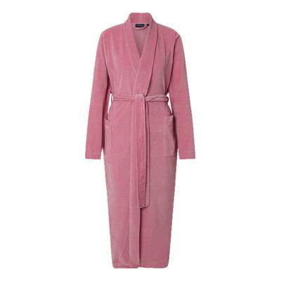 Lexington棉天鹅绒粉色浴衣女士长袖睡袍柔软吸水纯色家用起居服