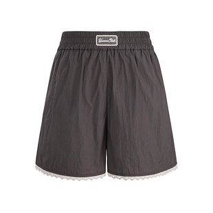 UNIFREE双腰头休闲短裤女夏季速干撞色miu系新款百搭宽松显瘦裤子