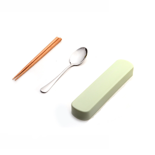 韩式便捷餐具套装不锈钢勺叉榉木筷两件套三件套定制LOGO开业礼品