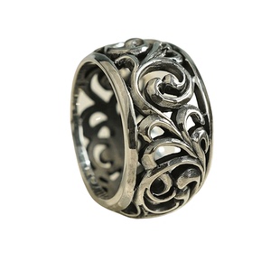 睡莲生生世世 925纯银戒指女唐草纹骷髅皇冠元素个性宝石指环男