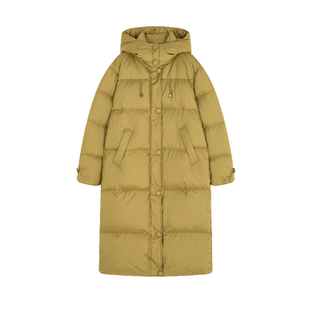 沫晗依美长款韩系泡芙感羽绒服2025秋冬新款90鸭绒保暖连帽羽绒服