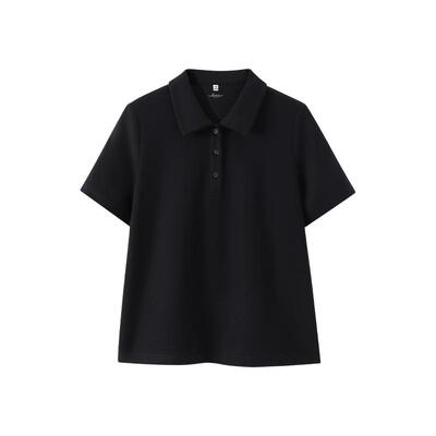 班尼路黑色POLO衫短袖T恤女2026新款夏季小个子收腰显瘦短款上衣Q