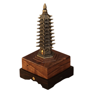 香炉家用室内檀香沉香熏香炉盘香盒木质带灯中式文昌塔礼盒摆件