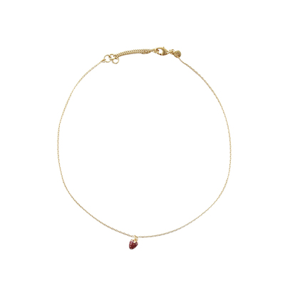 铜镀金珐琅彩草莓吊坠法式项链