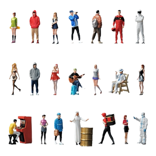 收藏家1:64微缩人偶模型迷你小人沙盘场景diy造景小比例拍摄道具