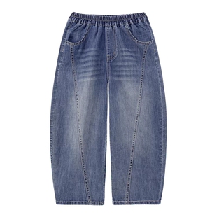 左西童装男童牛仔裤春夏儿童薄款透气弯刀裤2026新款大童夏季裤子