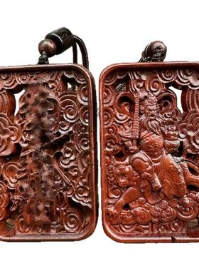 龙虎山天师府发货龙虎山雷枣木吊坠浮雕赵公明武财神神像吊坠摆件