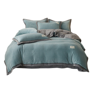 红豆牛奶绒被套秋冬季加厚加绒保暖珊瑚绒被罩单件被单200x230cm