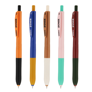 日本zebra斑马中性笔PONOK宝乐可JJ9顺滑大容量半针管笔按动 式初中生刷题考试黑笔0.5黑色笔芯速干05mm