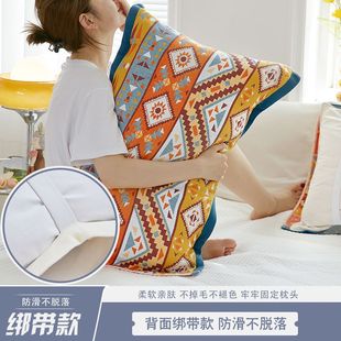 四层纯棉纱布枕巾松紧带固定防脱落成人枕头巾季 情侣盖巾