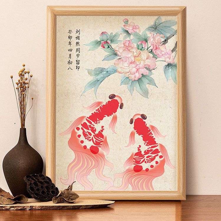 周岁手足印宝宝百天纪念兔满月仪式相框脚印抓周用品道具一岁一礼