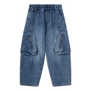 小象汉姆童装男童牛仔裤儿童工装裤2026春装新款男孩裤子韩版大童