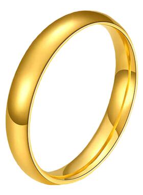 足金光面素圈男女对戒尾戒送女友