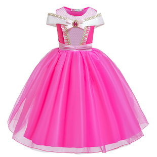 夏女童睡美人爱洛公主裙冰雪奇缘服装儿童舞台装扮演出服乐佩裙子